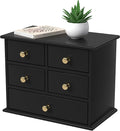 Oak Desk Organizer with Drawers, Durable Wooden Desktop Storage Box with Metal by JNFUZ