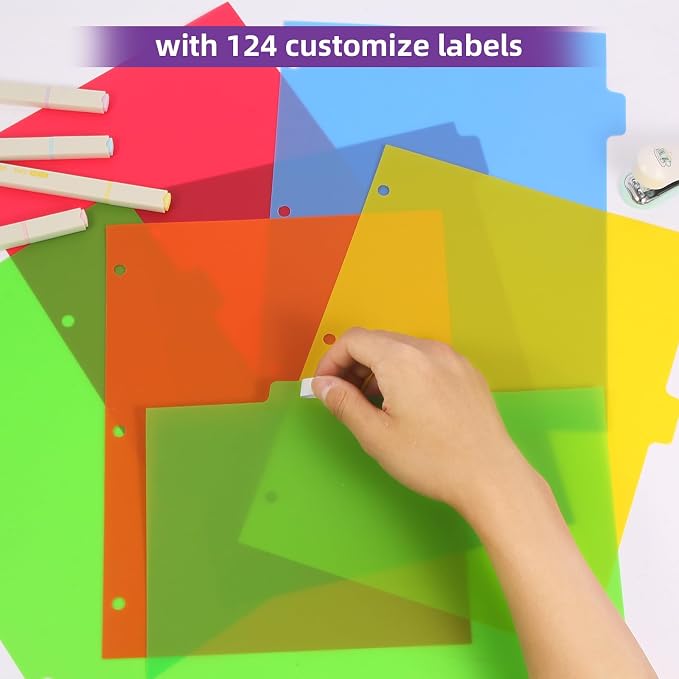 Colorful Binder Dividers with Tabs, Plastic Index with 8-Tabs, - Image 6