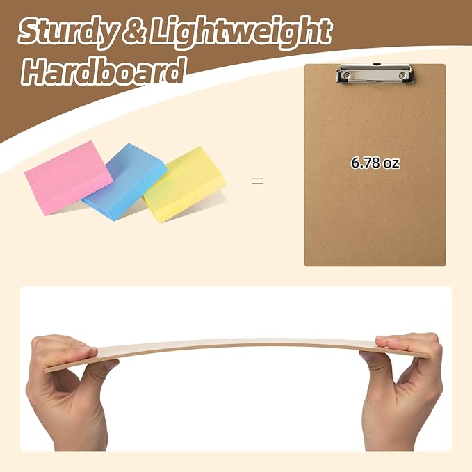 HappyHapi 20 Pack Clipboard 8.5 x 11 Letter Size Clip Boards Bulk, A4 Wooden - Image 4