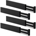 Utoplike 4 pcs Bamboo Kitchen Drawer Dividers Large, Adjustable Black Drawer by Utoplike