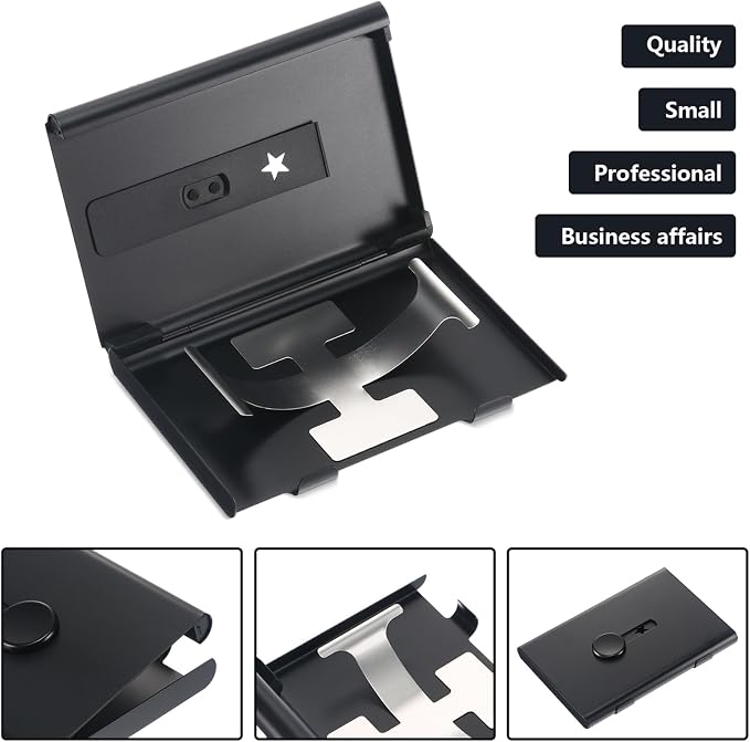 Tatuo 2 Pcs Business Card Holder Thumb Drive Black Gold Stainless Steel - Image 3