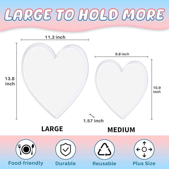 13.8" Acrylic Heart Shaped Charcuterie Board, Heart Plates - Image 2