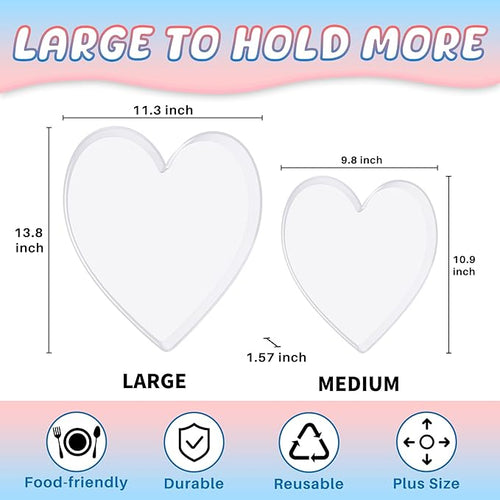 13.8" Acrylic Heart Shaped Charcuterie Board, Heart Plates - Image 2