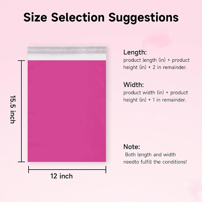 Pink Poly Mailers 12x15.5 Inch, 500 Pack | Self-seal shipping bags - Image 3
