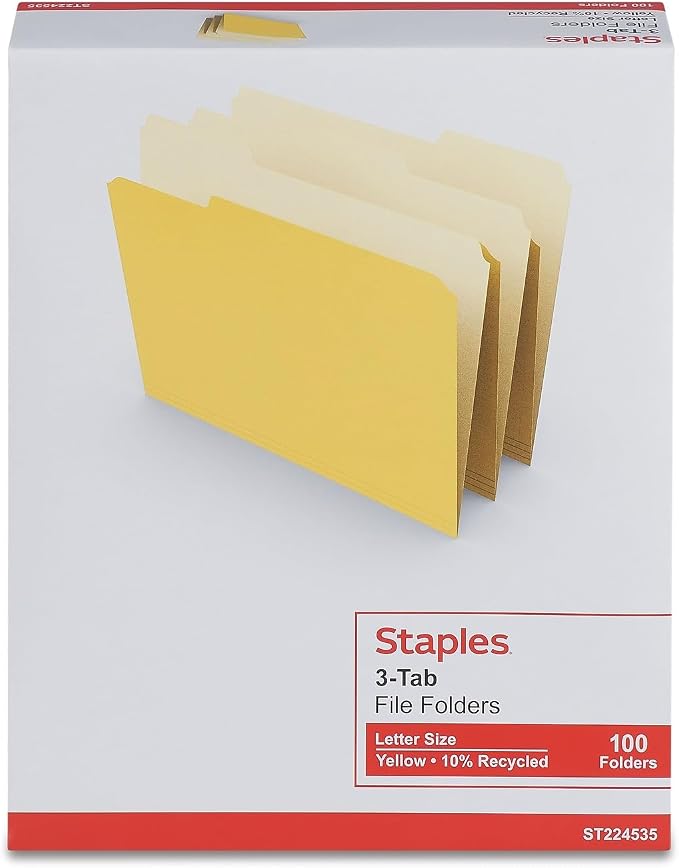 Staples File Folders, Letter Size, 1/3‑Cut Tabs, Durable Paper Stock - Image 4