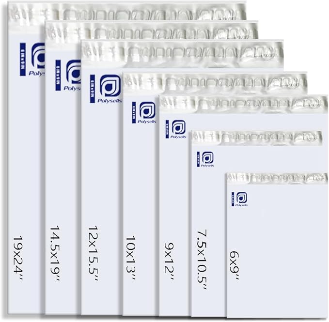 POLYSELLS 500 pcs 12x15.5 Inches White x Silver Poly Mailers Shipping Envelopes - Image 2