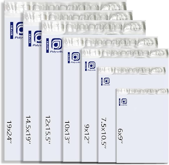 POLYSELLS 1000 pcs 9x12 Inches White x Silver Poly Mailers Shipping Envelopes - Image 2