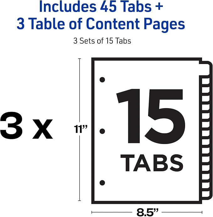 Avery Dividers for 3 Ring Binders, 15 Tabs per Set, Customizable Table of - Image 4