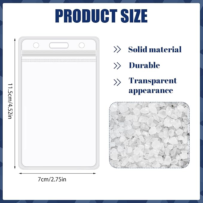 100 Pack Vertical ID Badge Holders Clear Plastic Waterproof Card Holder - Image 2