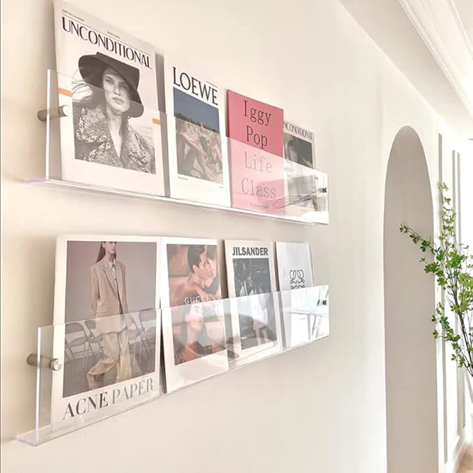DuvinDD 2 Pack Acrylic Magazine Holder Rack Brochure Holder Wall Mount 24 inch by DuvinDD