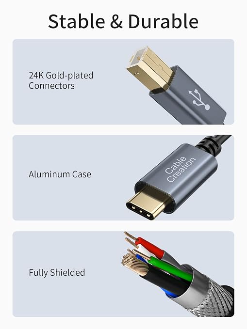 CableCreation USB C to USB B 15FT Printer Cable - Image 7