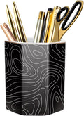 Black Pen Holder, Pencil Cup for Desk, Cute Desk Organizer, Durable Ceramic by WAVEYU