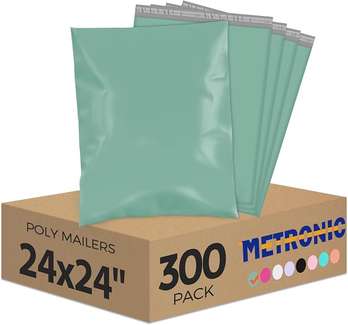 Metronic Large Poly Mailers 24x24 300 PCS, Strong Adhensive Shipping Bags by METRONIC