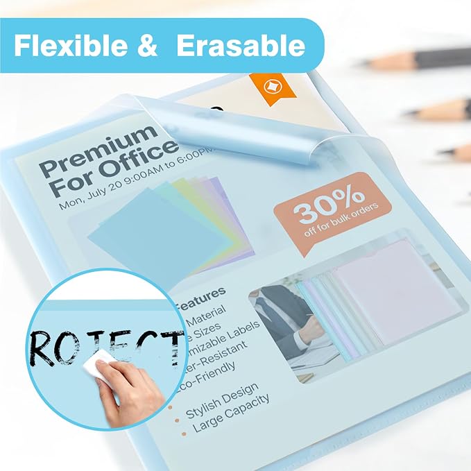 48 Pack Plastic File Folders, Letter Size Clear Project Sleeves - Image 4