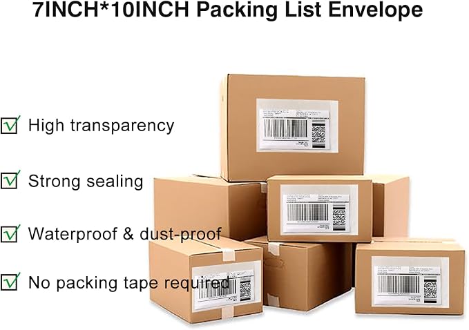 1000 Pcs 7'' x 10'' Clear Packing List Envelopes Adhesive Shipping Label Pouch - Image 2