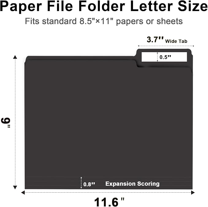 File Folder, RAZCC 100 Pack 1/3 Cut Tab File Folders Letter Size, Folders - Image 2