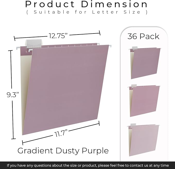 Y YOMA 36 Pack Gradient Hanging File Folders Letter Size Decorative Hanging - Image 3