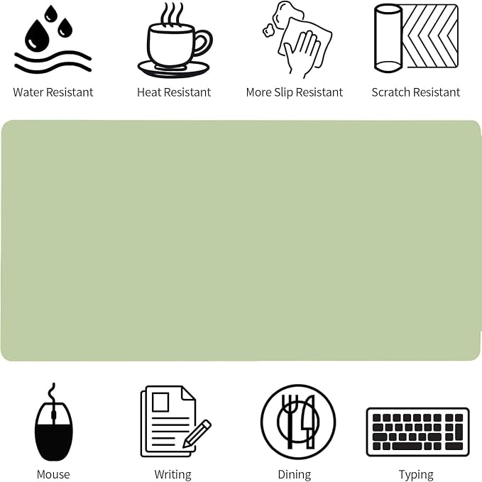Bloss Green Desk Mat, Mouse Pad, Waterproof Leather Desk Pad, Desk Matt - Image 4