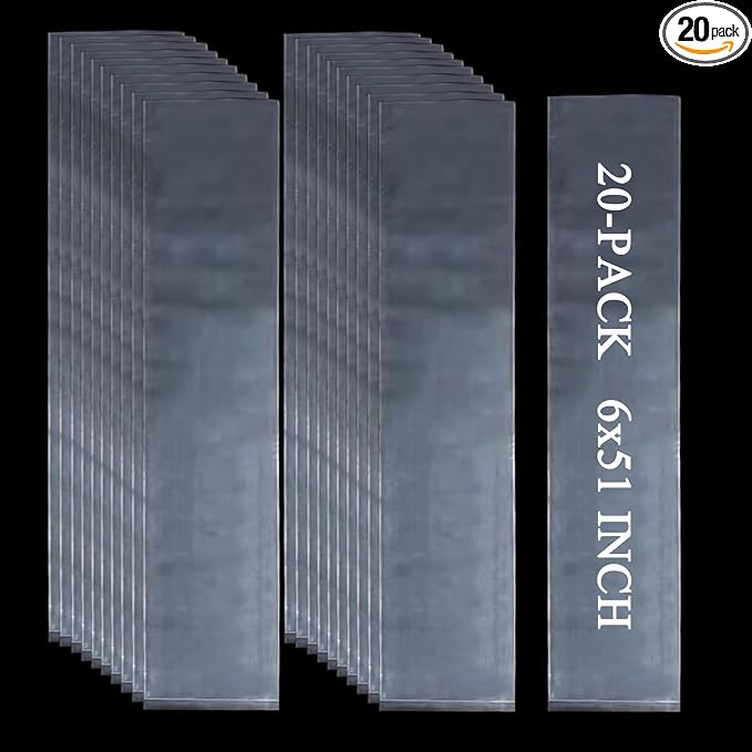 20PCS 6" x 51" Extra Long Clear Plastic Sleeves by Leyhooney