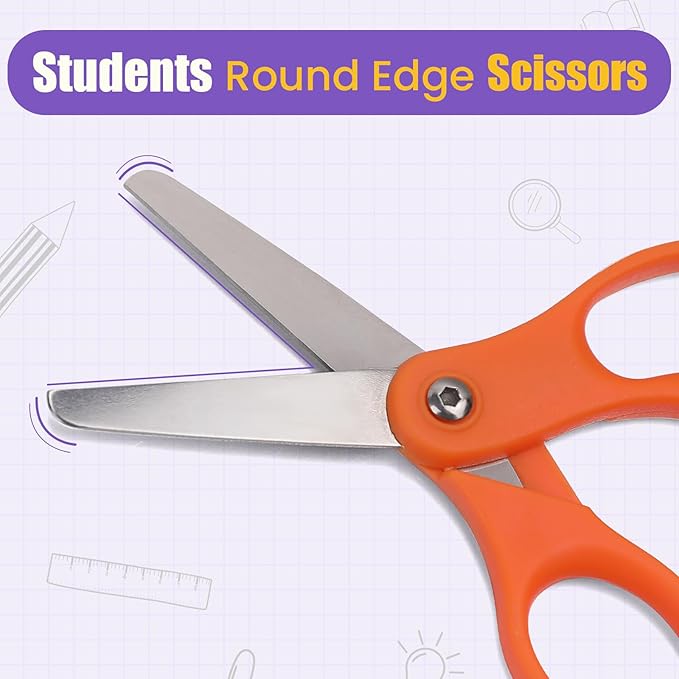 BURVAGY 48 Packs 5" Small School Student Blunt Tip Craft Kids Scissors - Image 4