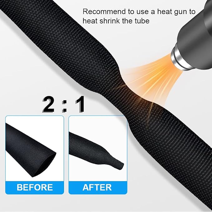 20 FT 1/4 inch 2:1 Heat Shrinkable Braided Sleeving Heat Shrink Sleeve Abrasion - Image 3