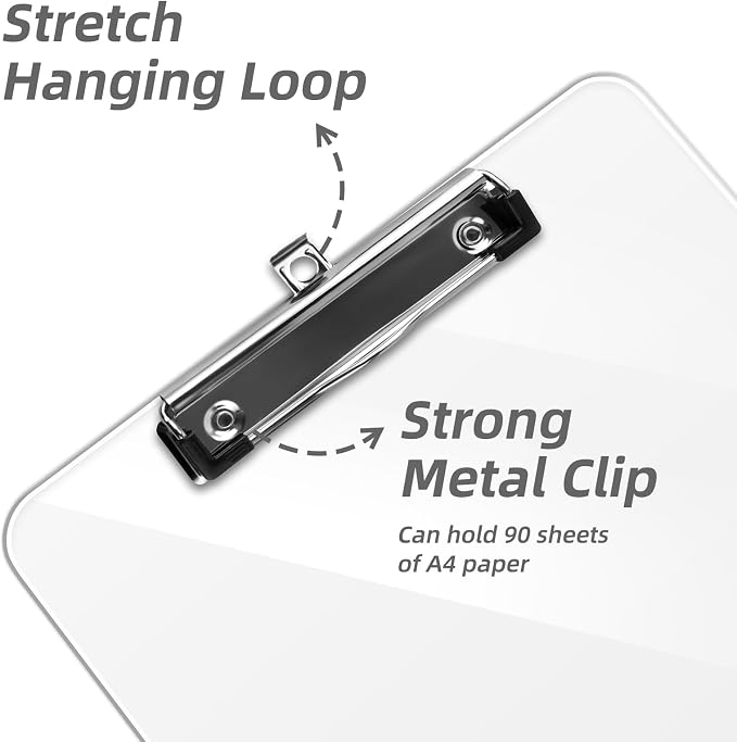 Plastic Clipboards Set of 12, A4 Acrylic Clear Board 8.5x11 | Transparent - Image 4