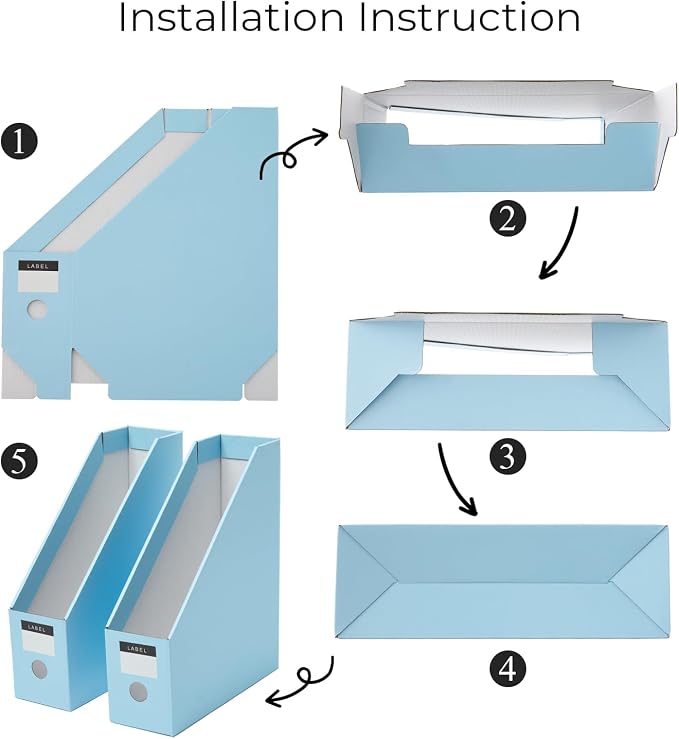 Y YOMA Cardboard File Magazine Holder, Pastel Color, 6 Pack Desktop Binder - Image 5