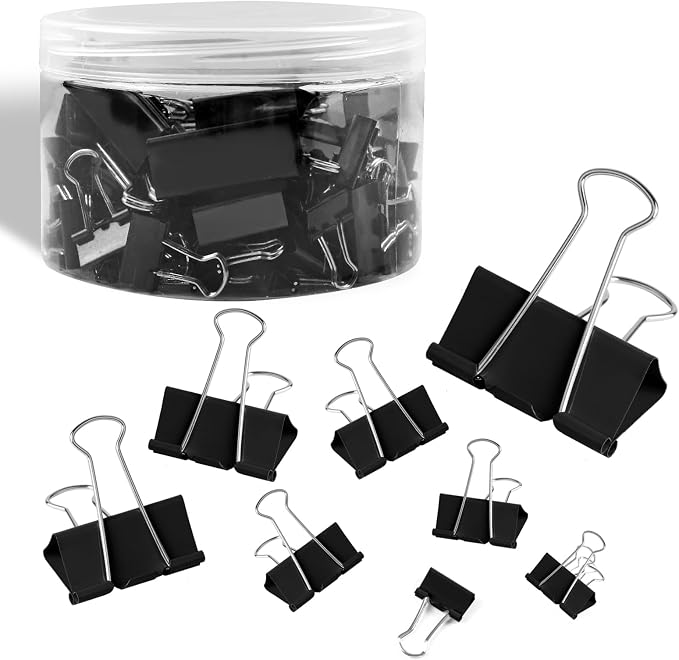 125Pcs Binder Clips Colored, Binder Clips Assorted Sizes, 6 Sizes Binder Paper by Joyberg