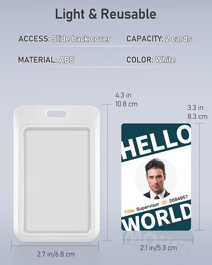 Uniclife 1 Pack Sliding ID Badge Holder Vertical Hard Plastic Case - Image 7