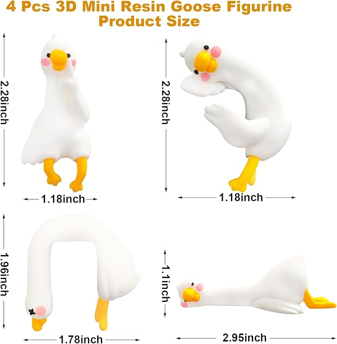 4 PCS Resin Goose Figurine Computer Monitor Decor, Cute Mini Goose Statues - Image 3
