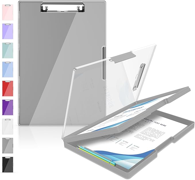 Sooez Clipboard with Storage, Heavy Duty Cleaview Clip Boards 8.5x11 with Dual by Sooez