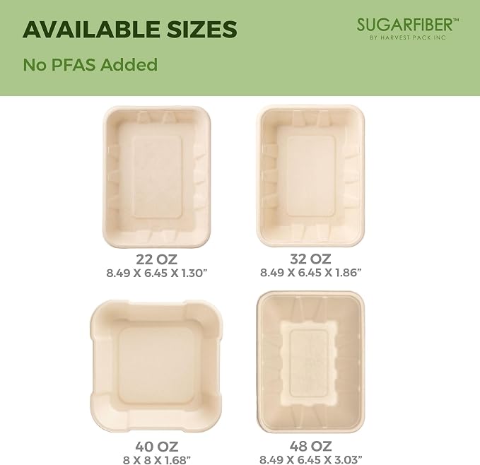 Harvest Pack 22 oz PFAS FREE Disposable Food Trays - Image 6