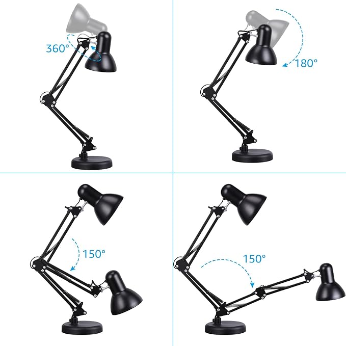 TORCHSTAR Metal Desk Lamp, Adjustable Swing Arm, - Image 5