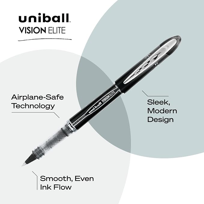 uni-ball Vision Elite Rollerball Pens Fine Point Micro Tip, 12 Pack - Image 3