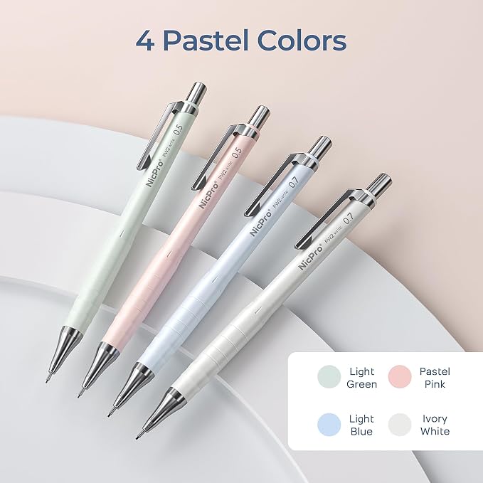Nicpro Cute Mechanical Pencil Set, 4B Erasers, Rotary Retractable Eraser - Image 3