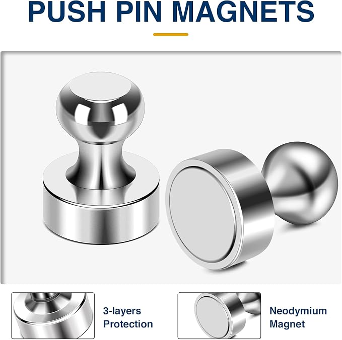 MIKEDE Fridge Magnets for Whiteboard, Refrigerator Magnets Neodymium Push Pins - Image 3