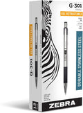 Zebra Pen G-301 Retractable Gel Pen, 0.7mm Medium Point, Stainless Steel Barrel by ZebraPen