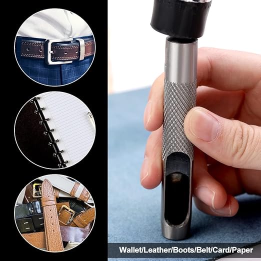 15 Pcs Leather Hole Punch, Hole Punch Set Round Steel Leather Craft Hollow Hole - Image 6