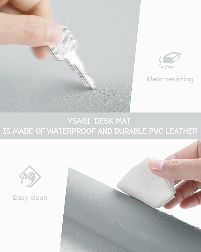 YSAGi Non-Slip Leather Desk Pad L Size, Waterproof Laptop Computer Desk - Image 5