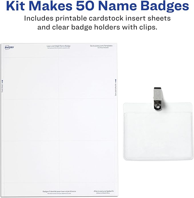 Avery Customizable Name Badges, Clip Style, 50 Total - Image 3