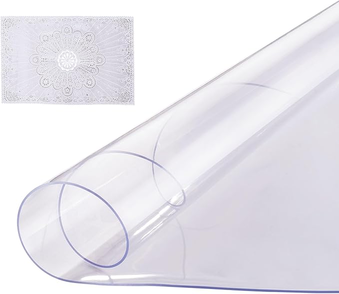 VEVOR Plastic Table Cover, 48 x 48 Inch 2.0 mm Thick Clear Round PVC Desk Mat by VEVOR