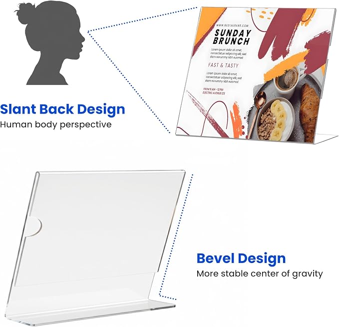 Horizontal Acrylic Sign Holder 5 x 7, L-Shape Clear Plastic Display Stand - Image 6