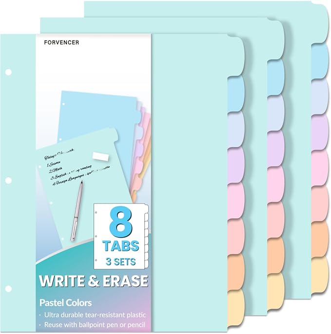 Forvencer 8-Tab Binder Dividers by Forvencer