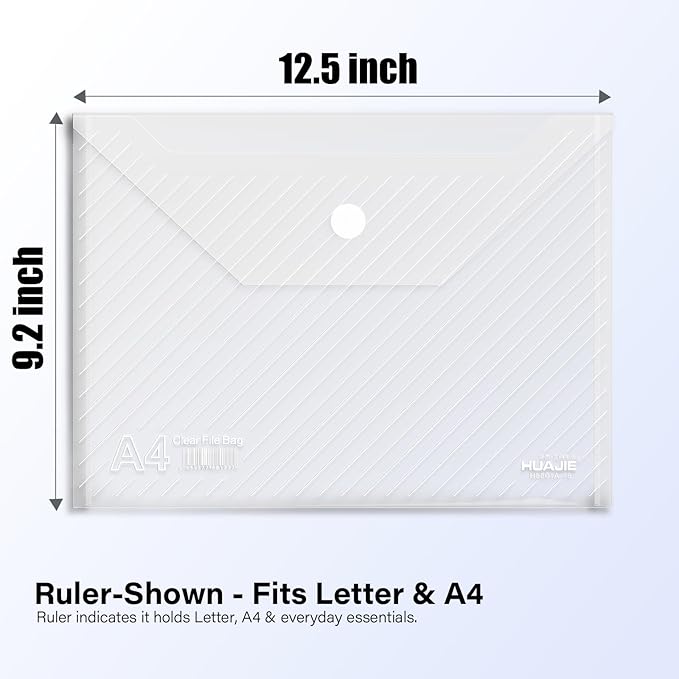 100 Pack, Plastic Envelopes – Transparent Waterproof Reusable File Folders - Image 2
