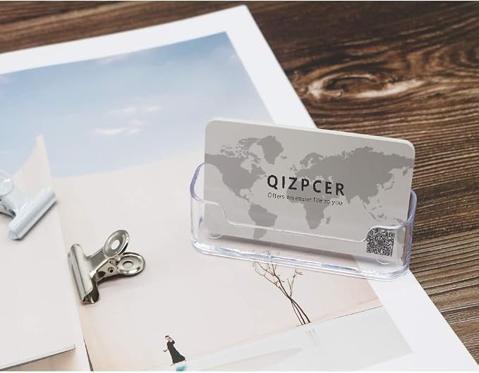 Qizpcer 4 Pack Clear Plastic Business Card Holder, Acrylic Business Card Display - Image 7