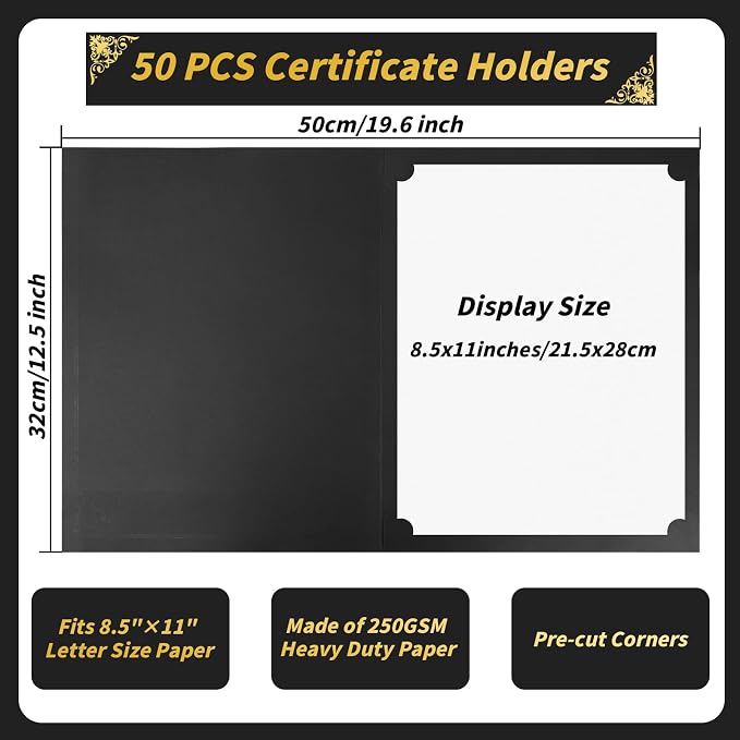Oleitodh 50 Pcs Certificate Holders Bulk, Document Covers - Image 2