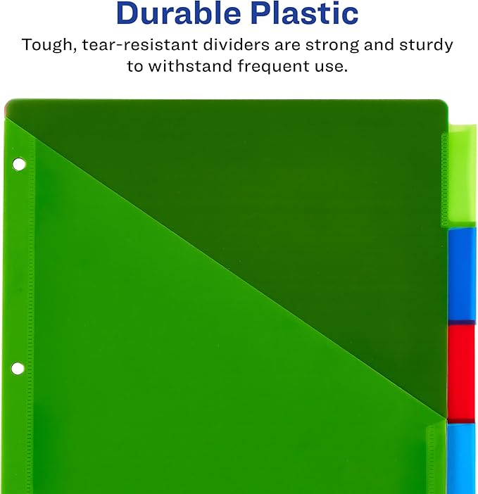 Avery Dividers for 3 Ring Binders, 5 Tab Plastic Binder Dividers, Insertable - Image 5