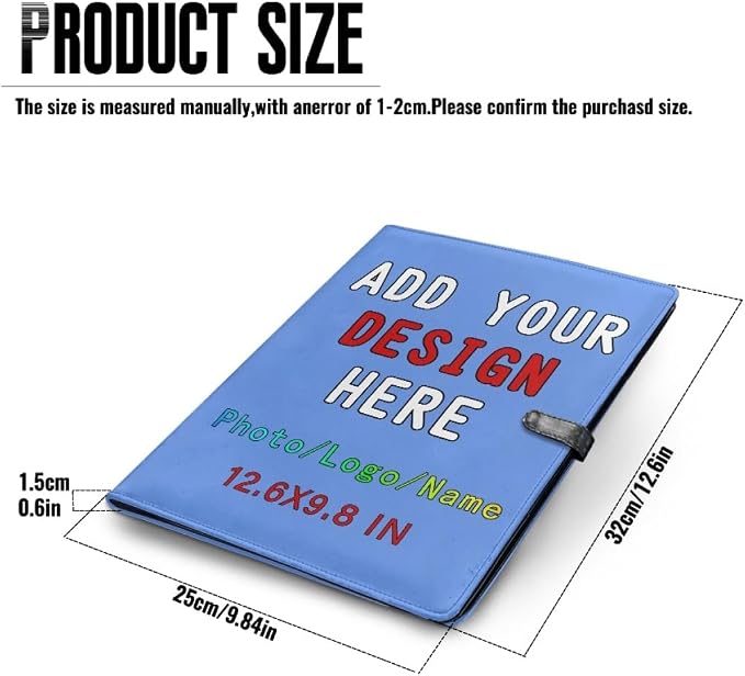 Personalized Leather Portfolio for Men Women, Custom Logo/Text/Photo Binder - Image 4