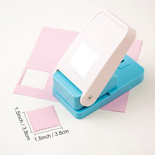 2 Pcs Square Stamp Punch, 1.5 Inch & 1 Inch Stamp Puncher, Stamps Shaped Paper - Image 6