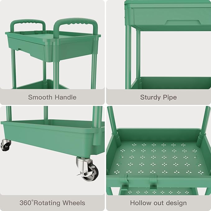 REBECAT 3 Tier Rolling Utility Cart - Image 4